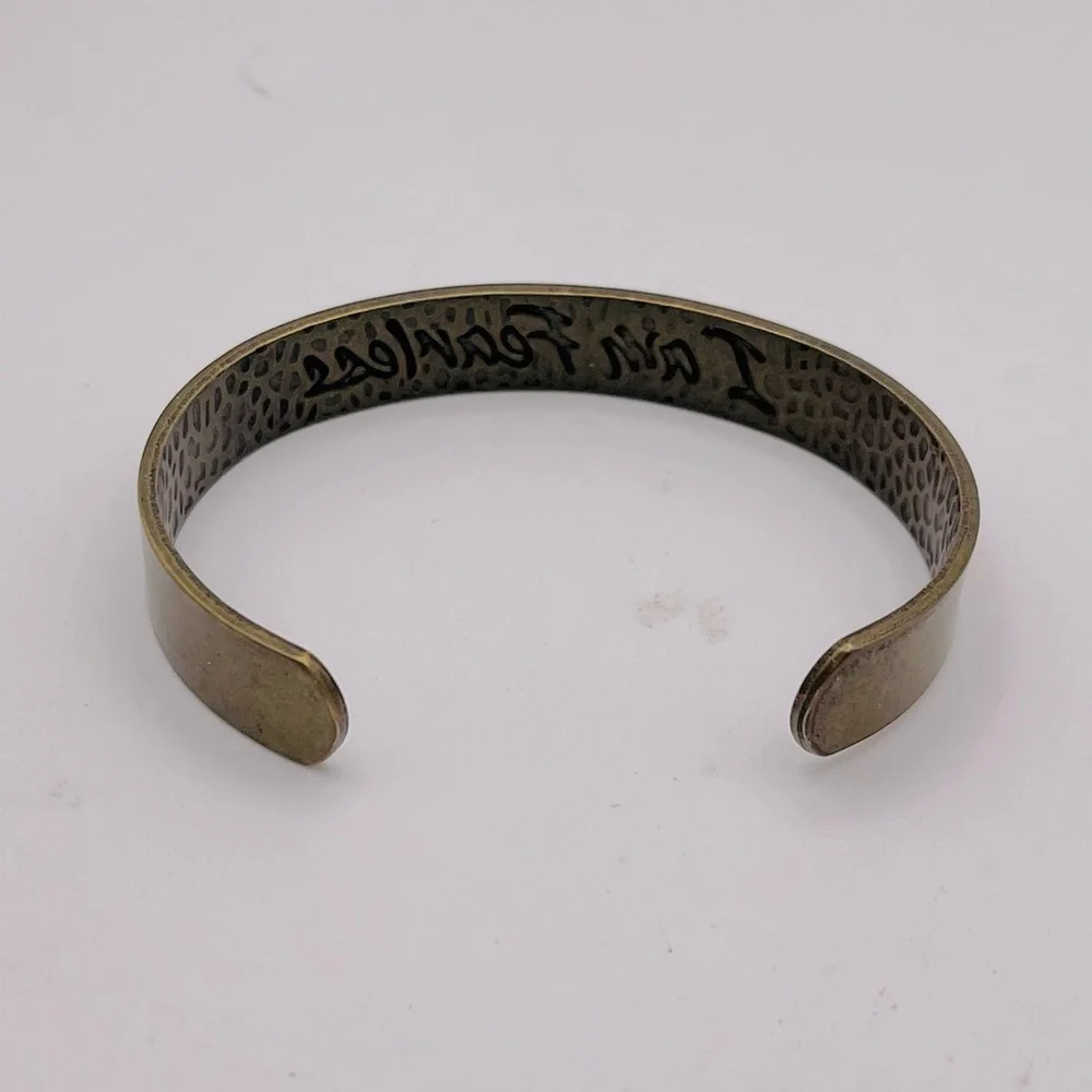 Inspirational I Am Fearless Brass Cuff Bracelet Unisex